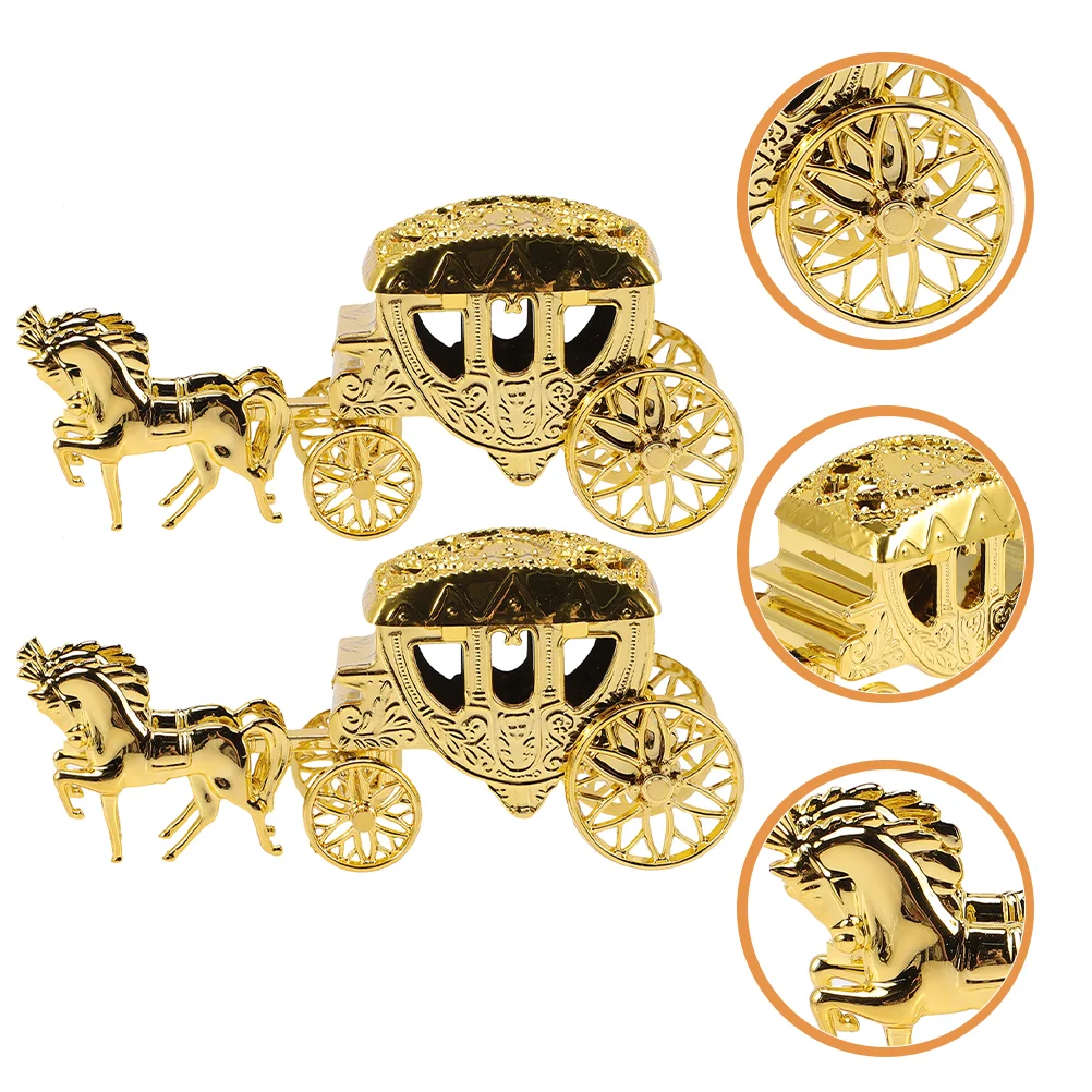 

2pcs Delicate Decorative Novelty Cart Candy Cases Carriage Centerpieces Wedding Candy Holders Present Boxes