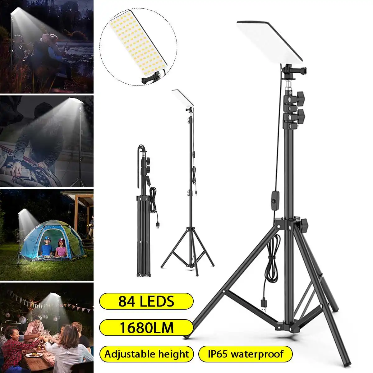 

Portable Photography Ligh Floodlight Light Tripod Adjustable Height Outdoor Camping Working Photography Stand Fill Light
