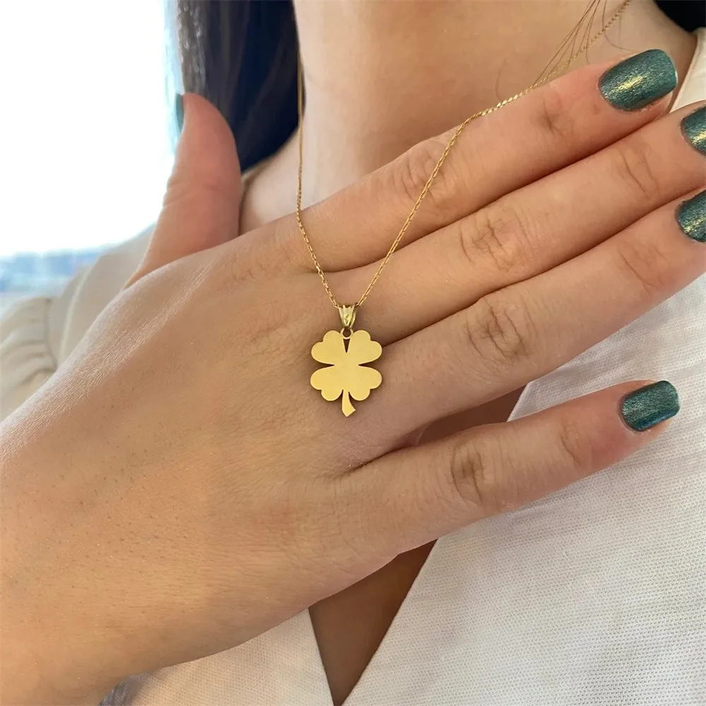 

New Stylish Clover Pendant Necklace for Women Stainless Steel Healthy Lucky Amulet Necklace Girls Charm Elegant Party Jewelry