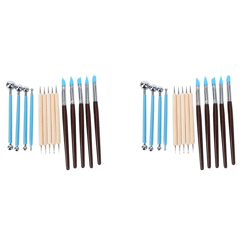 

28PCS Polymer Pottery Clay Sculpting Modelling Sit Ball Stylus Nail Art Dotting Tools Rubber Tipped Ceramic Carving Kit