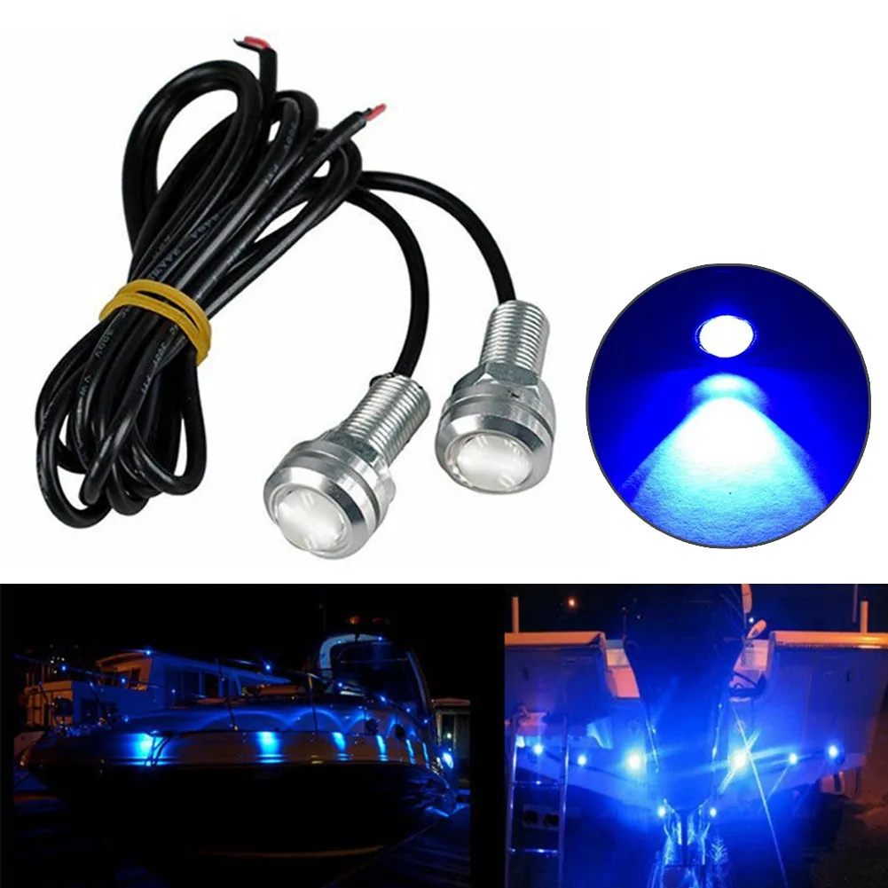 

4x Blue LED Boat Light Silver Waterproof Fit Seadoo GTX WaveRunner Universal Cars Trucks Trailers Flood Beam Boat Lights Lamps