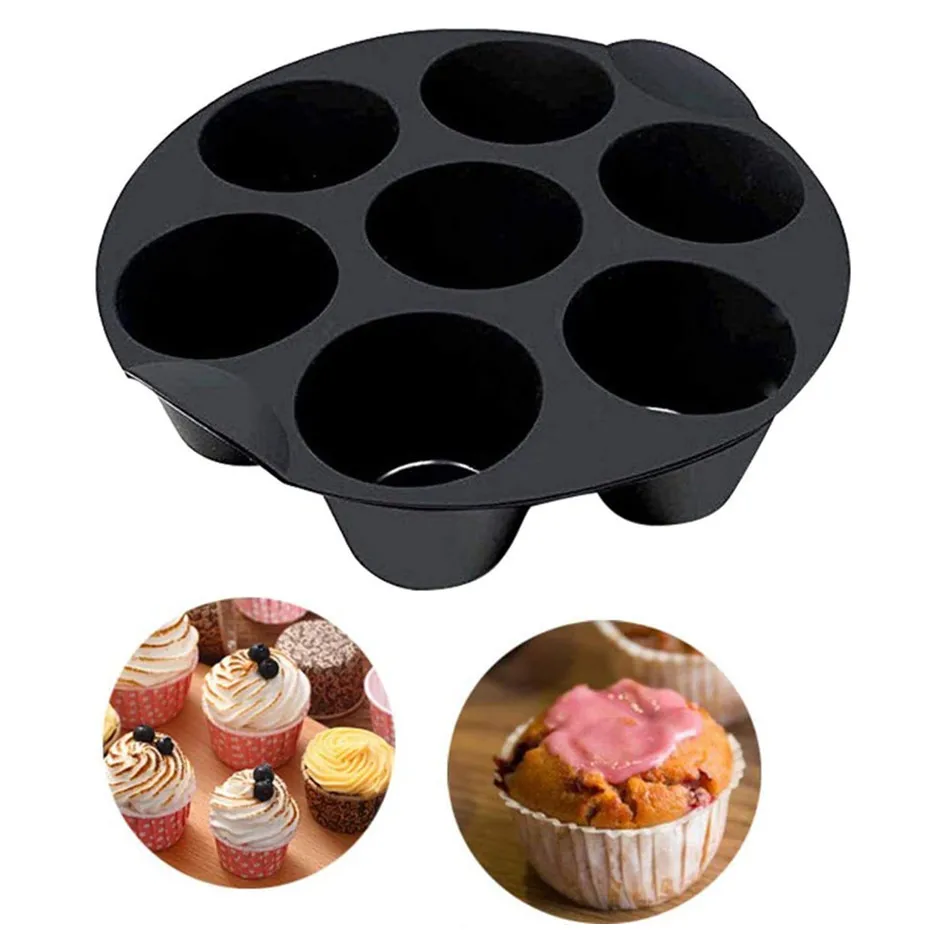 

7 Even Cake Muffin Cup For Air Fryer Accessories Muffin Cup Cupcake Molds for Microwave Oven Baking Mold Baking Air Fryer Tray