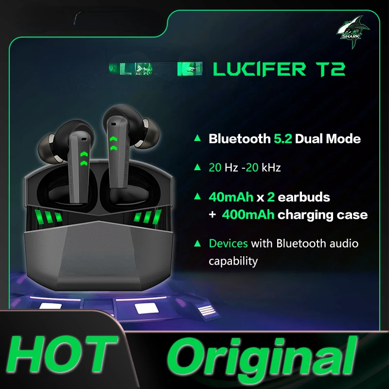 

Беспроводные наушники Lucifer T2 TWS, гарнитура для геймеров, Bluetooth игровая гарнитура, двойной режим для Xiaomi 4S