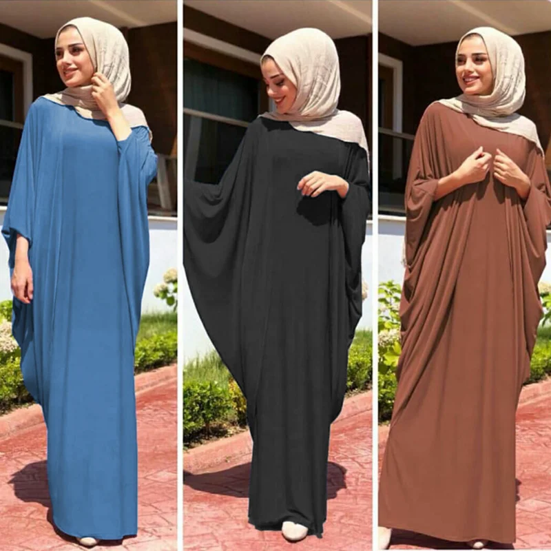 Модное хиджаб платье мусульманское для женщин макси халат Дубай абайя Турция Кафтан Исламская одежда женское арабское скромное платье