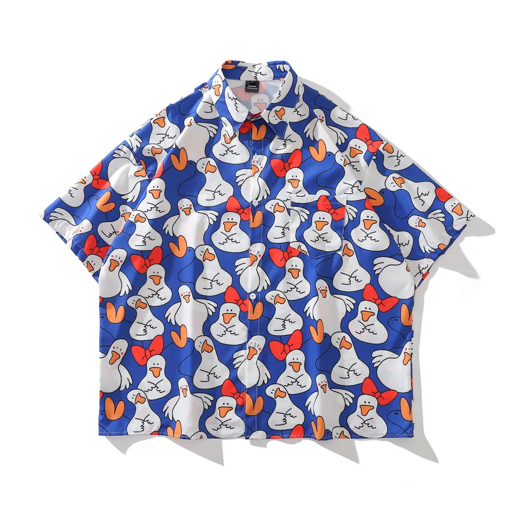 

OSCN7 Повседневная Уличная рубашка с коротким рукавом и принтом для мужчин 2022 Гавайские пляжные Большие женские модные рубашки Harujuku для мужчи...