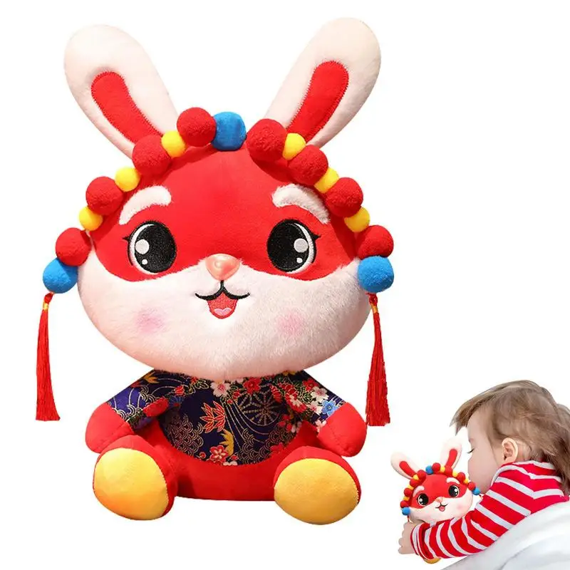 

Талисман в китайском стиле «год Зодиака» кролика, 12 знаков зодиака, плюшевая игрушка, кукла-кролик с китайским театром, повязка на голову Ху...