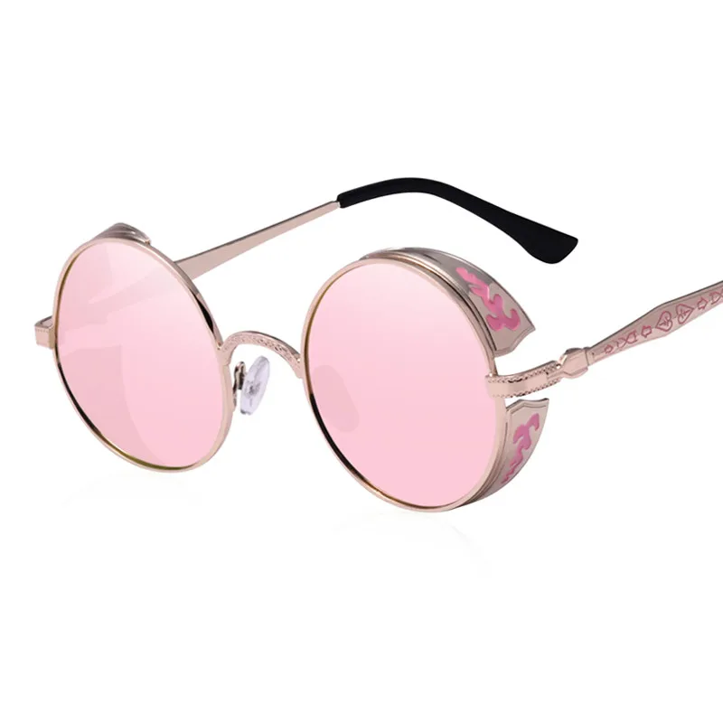 Steampunk Vintage Sunglass Fashion round sunglasses women brand designer metal carving sun glasses men oculos de sol |