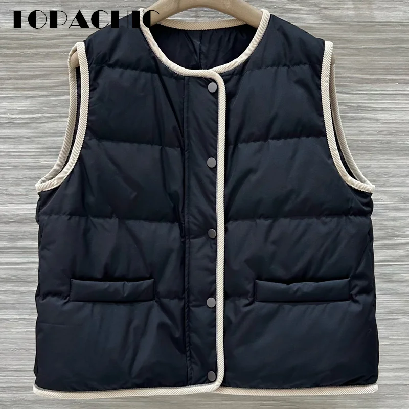 Женский короткий жилет TOPACHIC с круглым вырезом милый модный универсальный