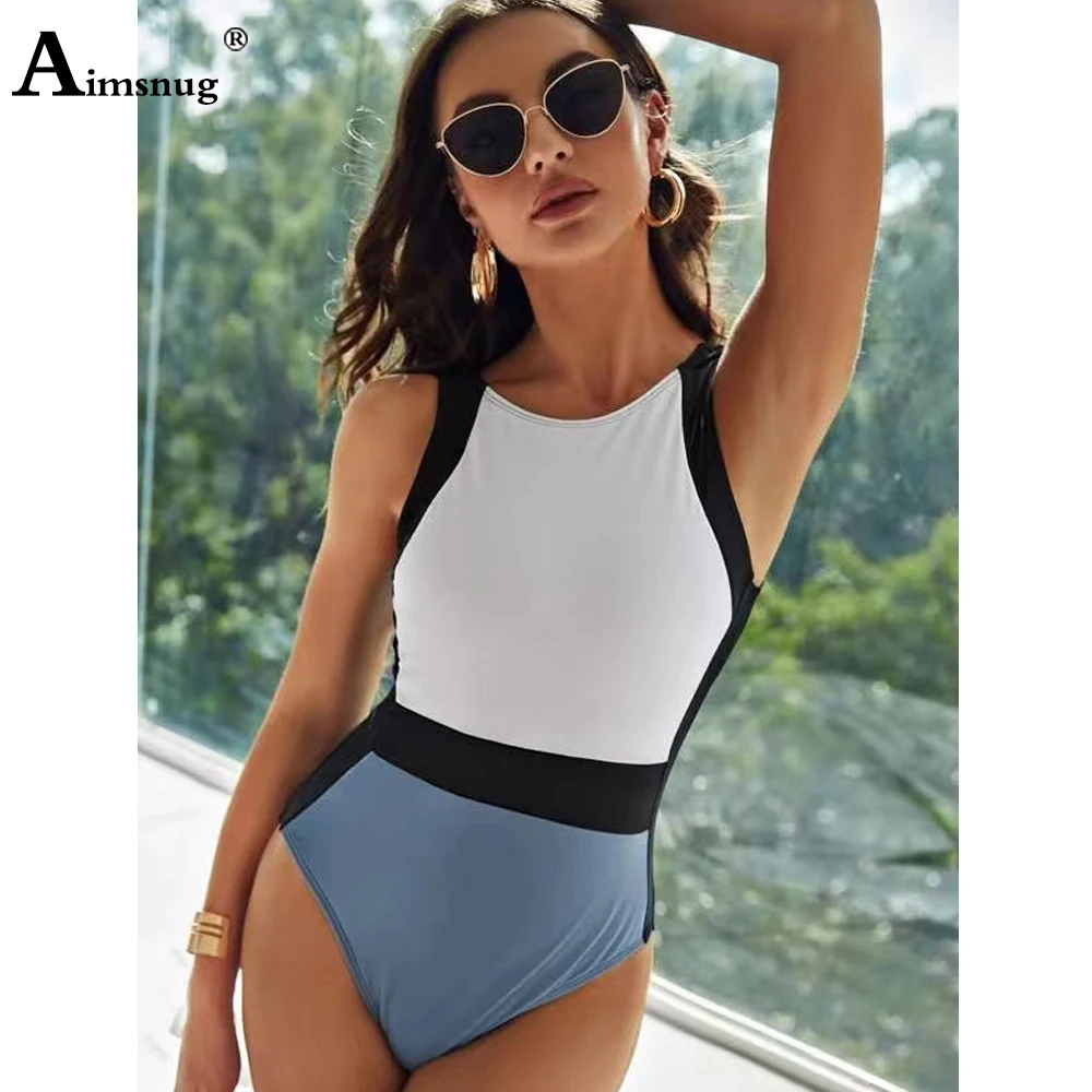 

Women Elegant One Piece Swimsuit High Cut Monokini Swimwear Sexy Onesie Bathing Suit 2022 New Patchwork One-piece Swim Clothing