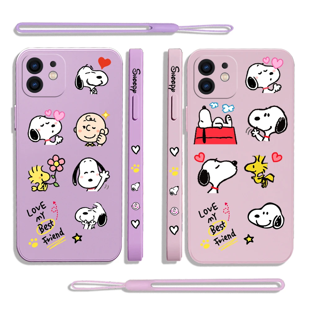 

Snoopies Phone Case For Samsung Galaxy S22 S21 S20 Ultra Plus FE S10 S9 S10E Note 20 ultra 10 9 Plus Cover with Hand Strap