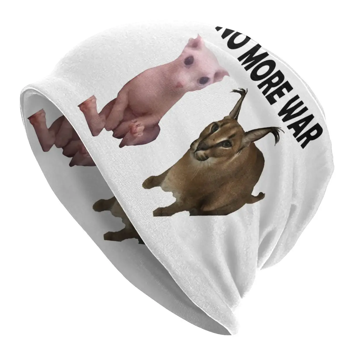 

Зимняя теплая шапка унисекс, женские вязаные шапки, шапки в стиле хип-хоп «No More War», большая Шапка-бини Floppa и Bingus, Лыжные шапки с забавным кото...