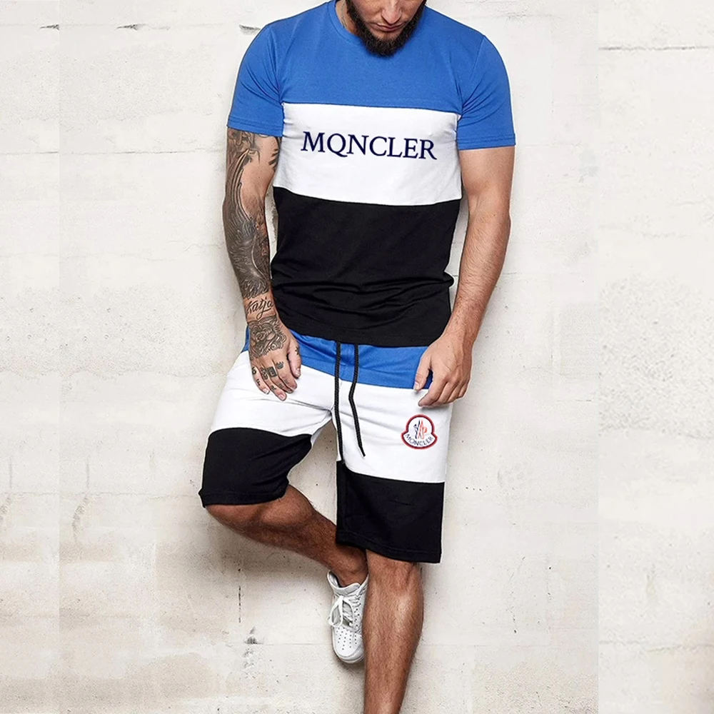 

Костюм спортивный мужской летний из дышащей ткани, футболка и шорты, повседневная брендовая одежда для тренировок