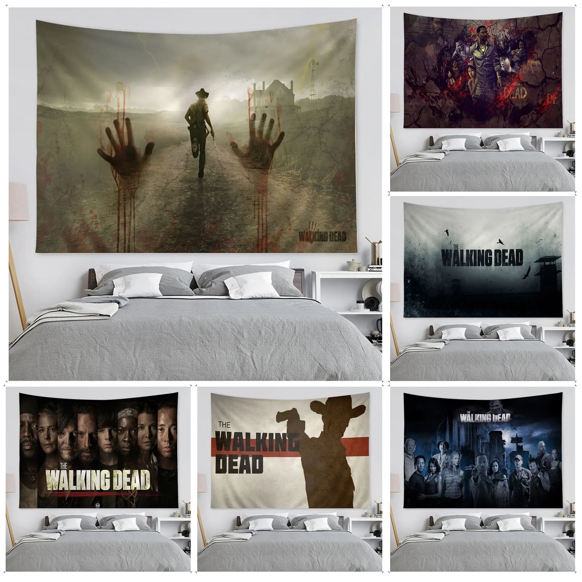 

The Walking Dead Cartoon Tapestry Hippie Flower Wall Carpets Dorm Decor Art Home Decor