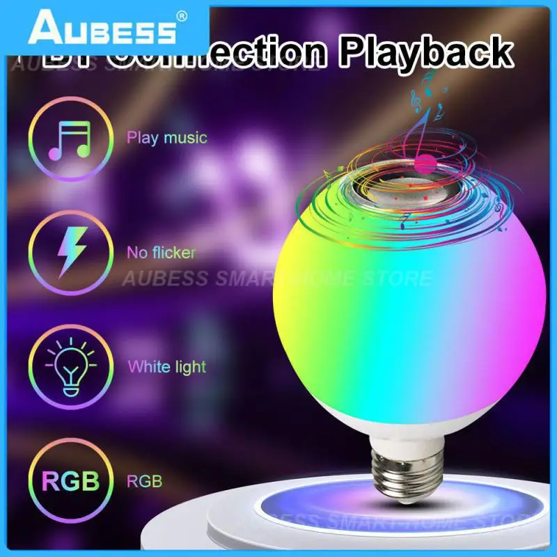 

E27 12w Bluetooth-compatible Sound Bulb Lamp Dimmable Music Night Lamp Eye Protection Wireless 85-265v Smart Light Bulb