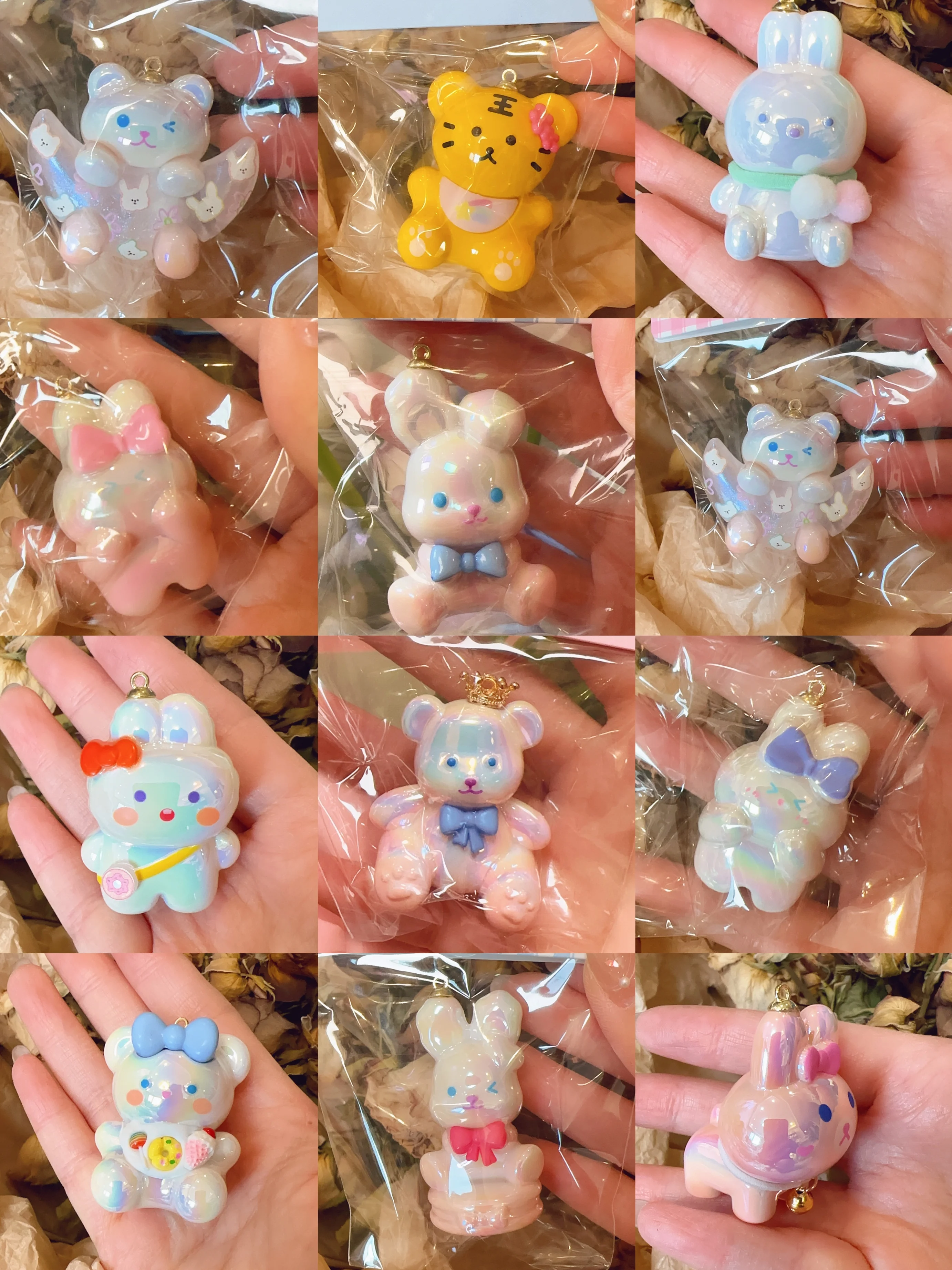 Crown Whole Body Bear Rabbit Single Hanging Folding Ear Handmade DIY Jewelry Mobile Phone Charm Be...