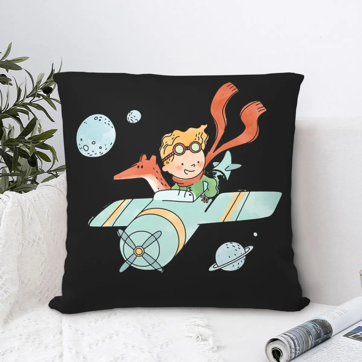 

Take Plane Hug Pillowcase The Little Prince Backpack Cojines Bedroom DIY Printed Car Throw Pillow Case Decorative