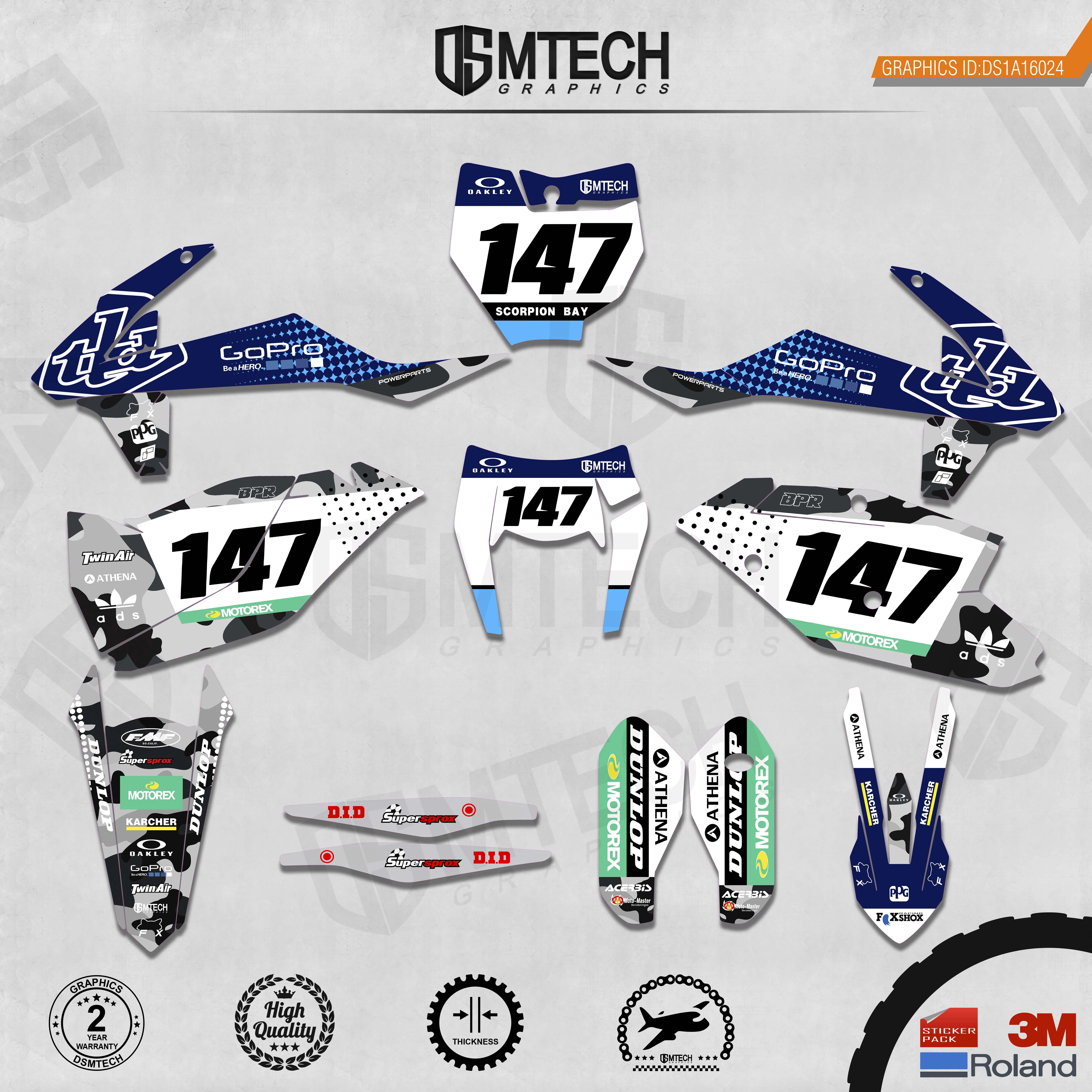 DSMTECH Customized Team Graphics Backgrounds Decals 3M Custom Stickers For KTM 2017-2019 EXC 2016-2018 SXF  024