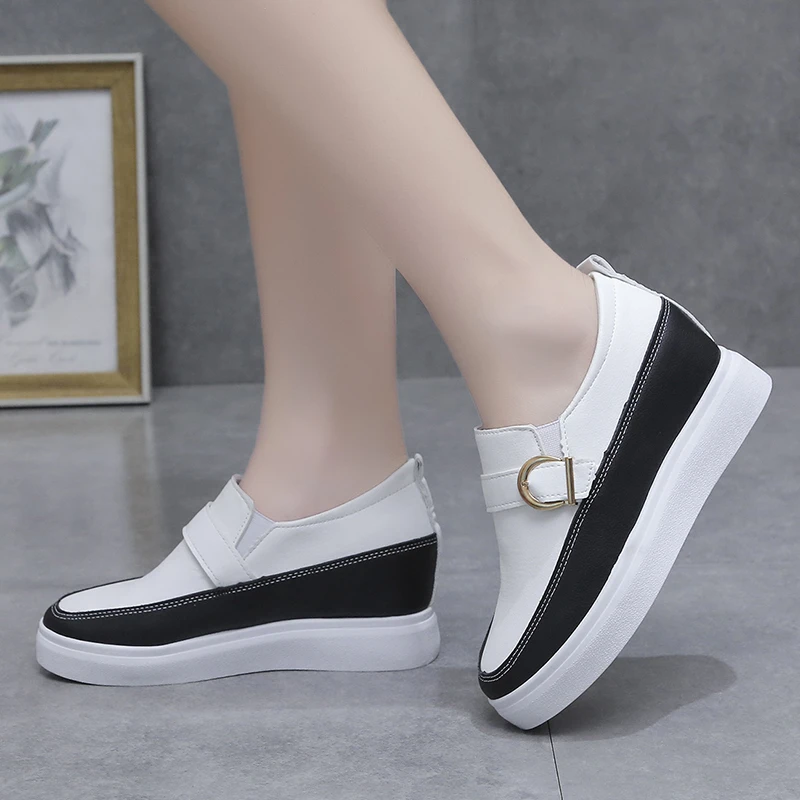 

2020 New Ladies Casual Black Female Sports Shoes Casual Thick-soled Shoes Breathable Increased Shoes Woman Sneakers