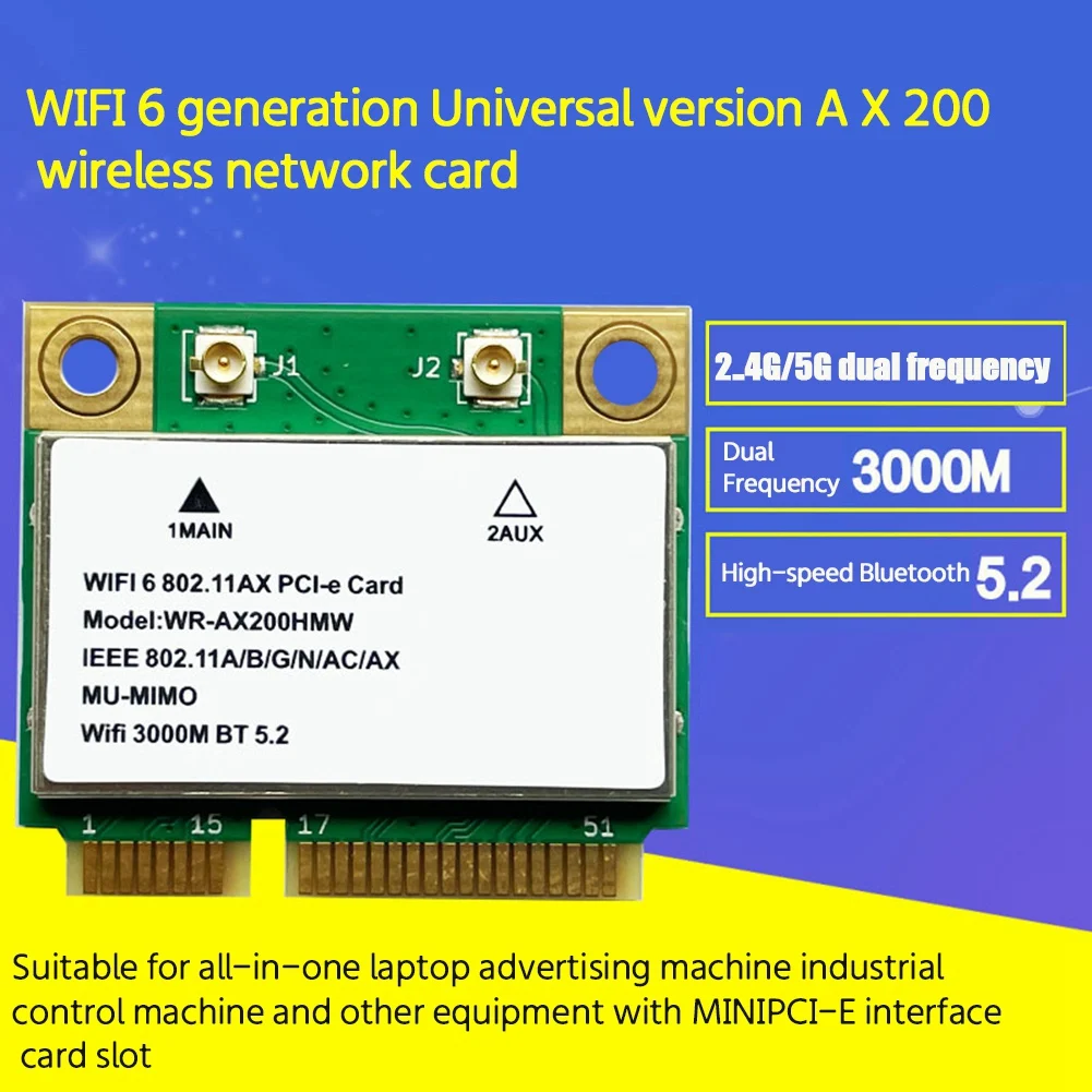 

AX200HMW AX200 2974M WIFI6 Module Dual Band MINI PCIE 802.11Ax 160Mhz Wireless Network Card WIFI Card for Laptop Win10