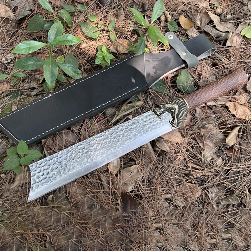 

Нож для измельчения древесины 7Cr17CoMoV, кованый Длинный топор для мачете, охотничий кухонный нож Longquan, инструменты для костей и домашней птицы, 12 дюймов