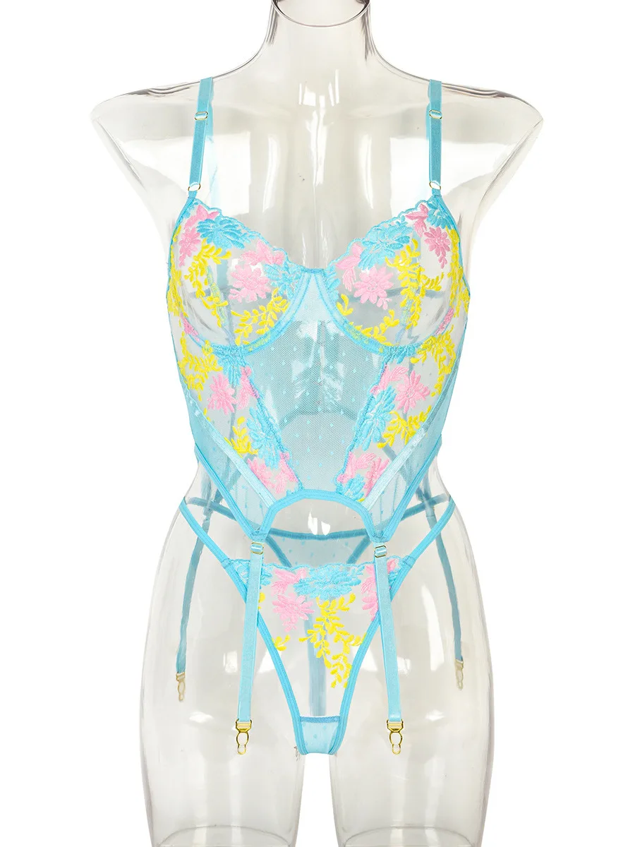 Женское универсальное боди с открытыми плечами и вышивкой 293F