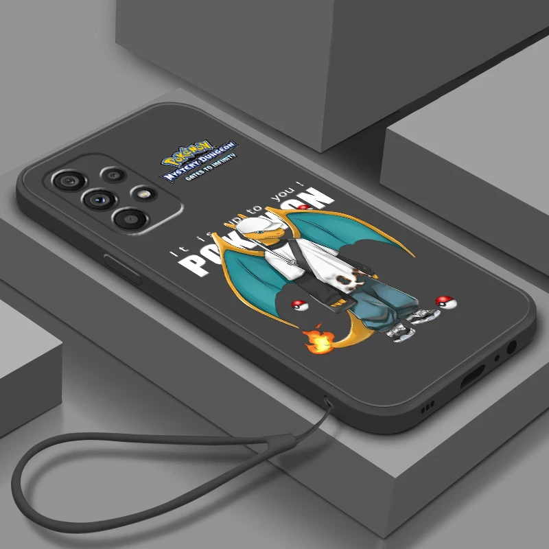 

Pokemon Dragonite Snorlax Art Liquid Rope Phone Case For Samsung A73 A72 A71 A52 A53 A54 A51 A42 A34 A32 A14 A21 A13 A04 A03