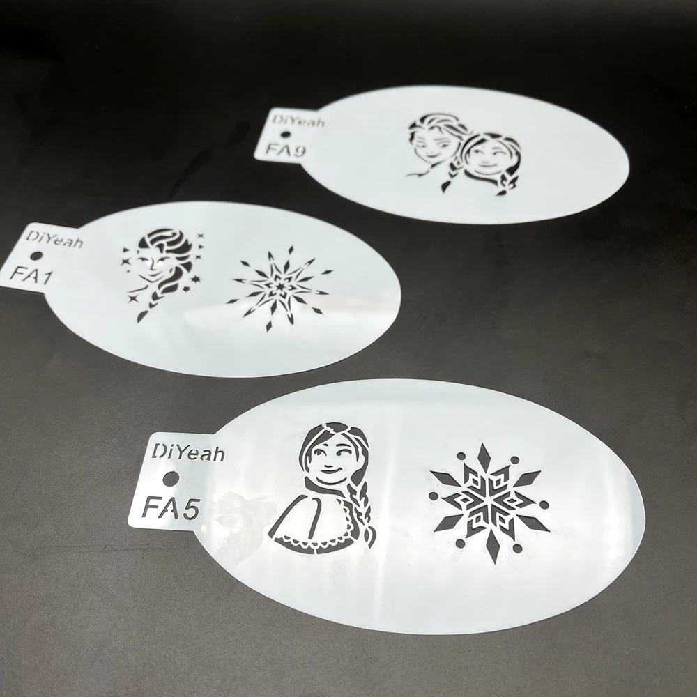 DiYeah Stencils for Face Body Painting Snow Sister Snowman Girl Birthday Party Cartoon Boy images - 6