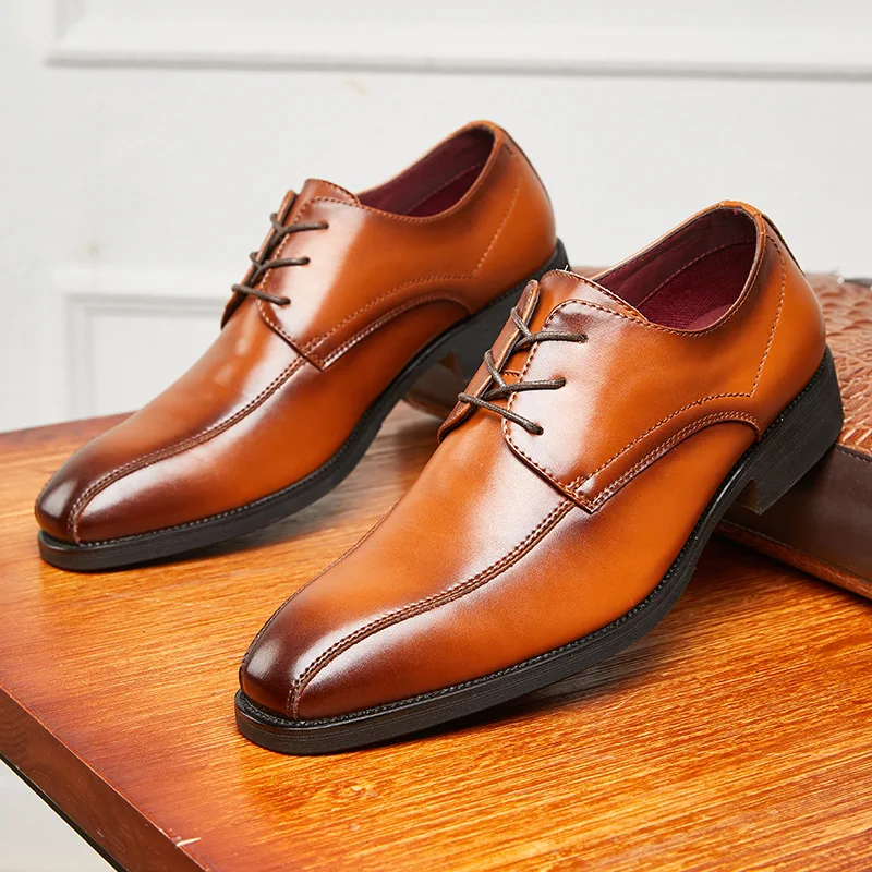 

Men Formal Leather Shoes Business Pointed Genuine Breathable Soft Sole