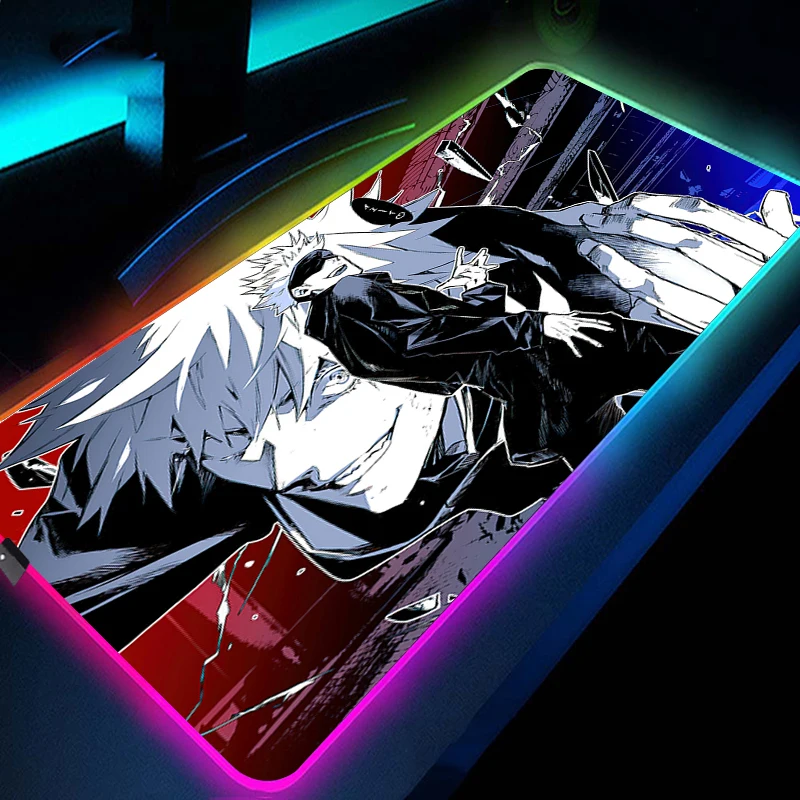

Игровой коврик для мыши juютсу Kaisen Satoru Gojo, коврик с RGB подсветкой 900x400 см, игровой компьютерный коврик для мыши XXL, Большие Настольные Коврики д...