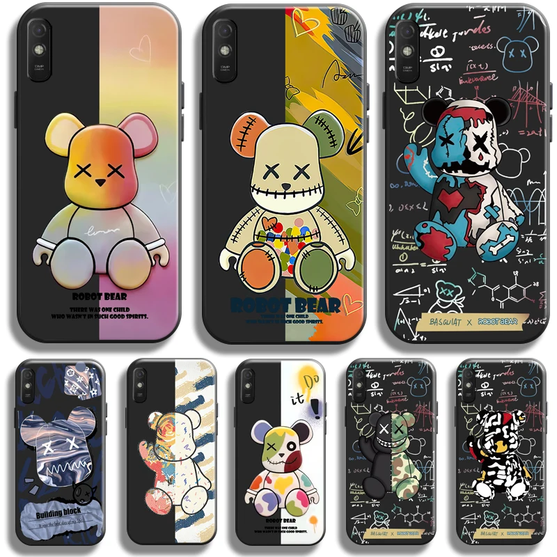 

Luxury Fashion Cool Bear For Xiaomi Redmi 9A Phone Case Redmi 9AT Case Black Coque Silicone Cover Funda Soft