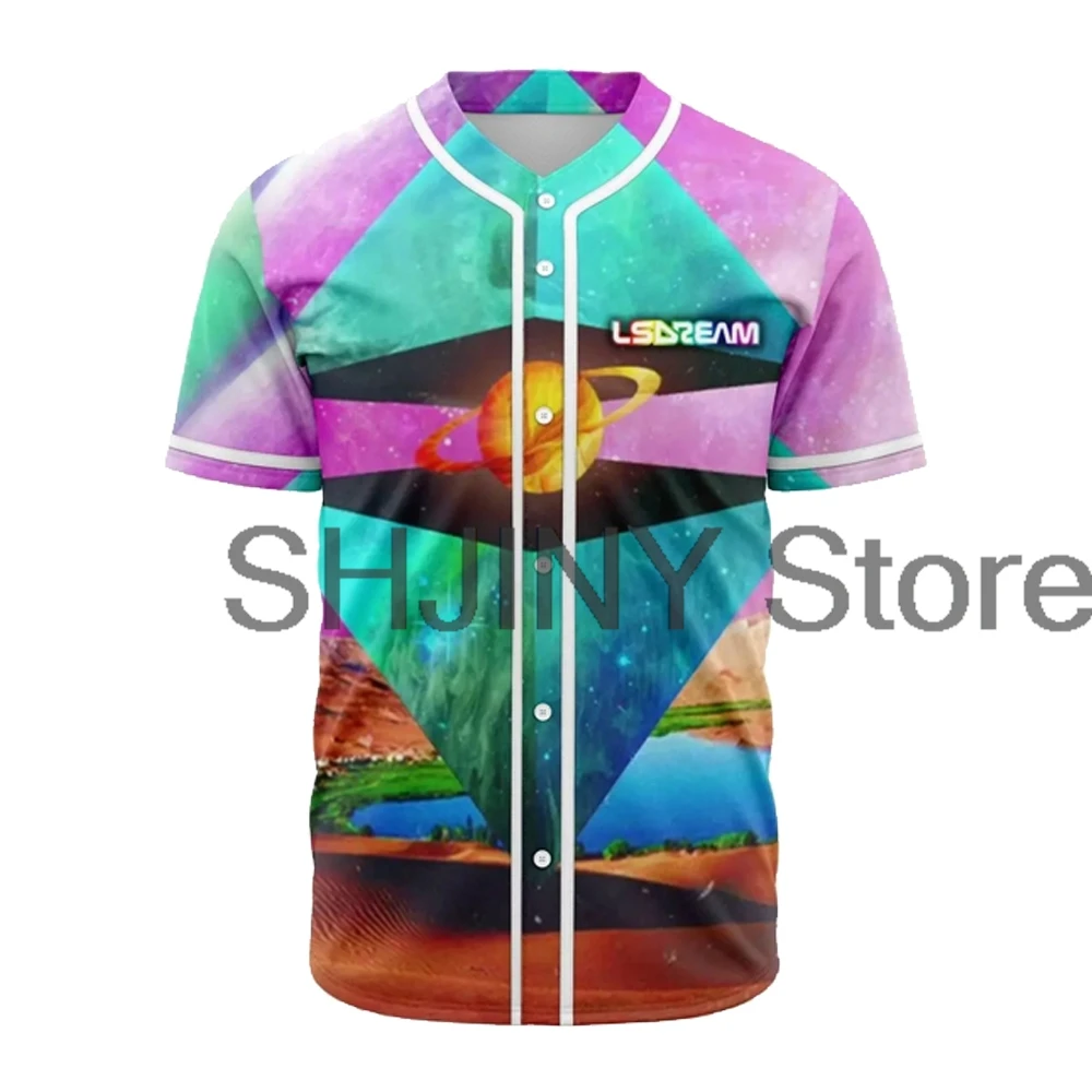 Майка Lsdream бейсбольная куртка рубашки унисекс футболка с коротким рукавом для
