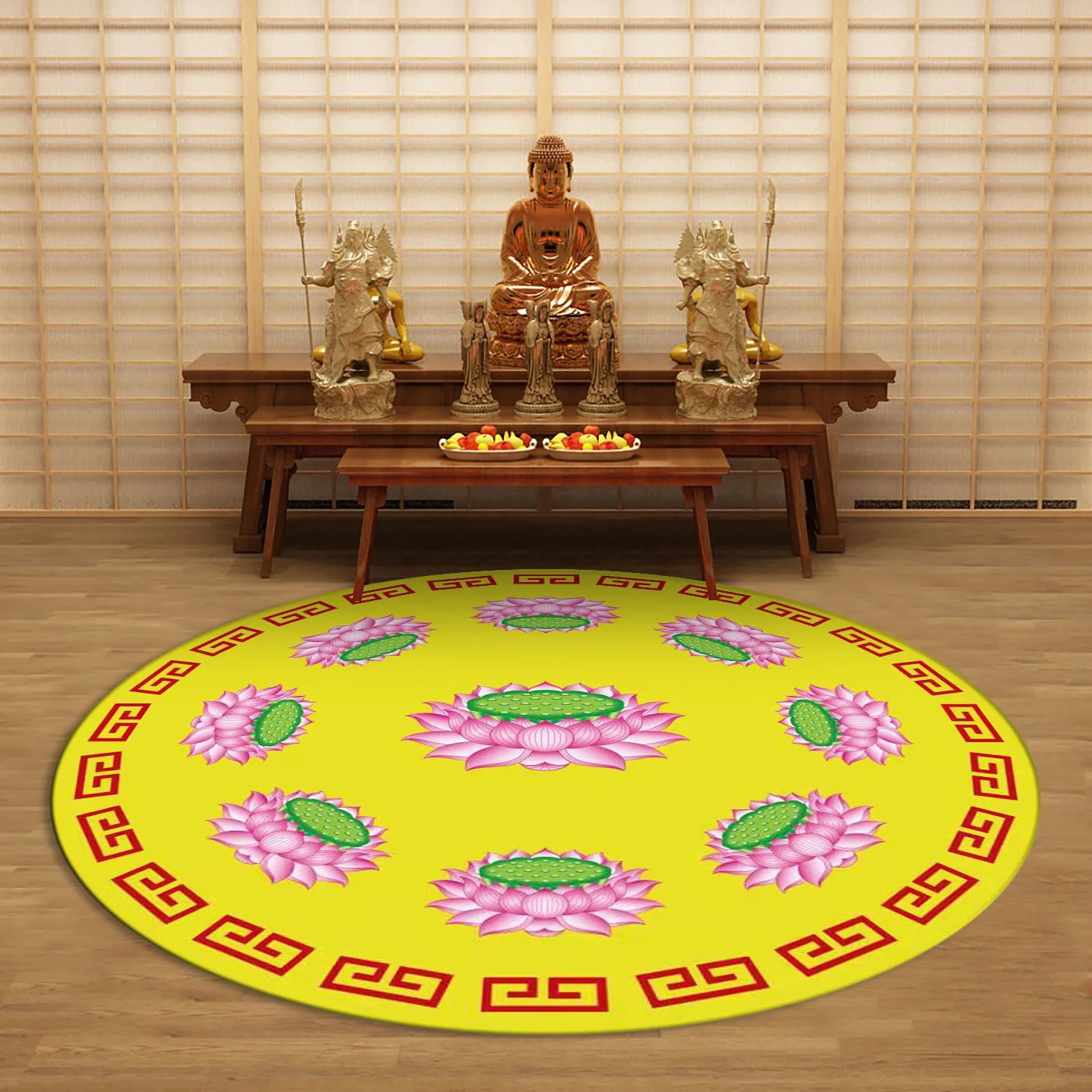 

Buddhist Lotus Mat Temple Meditation Chinese Religious Style Pray Creative Plush Home Decor Multi Size Round Carpet Blanket 2022