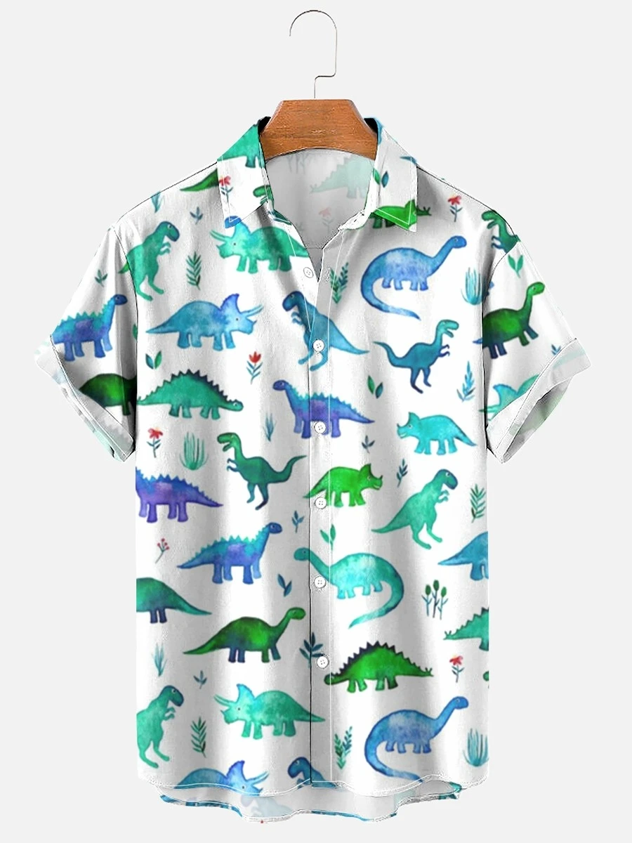 Hawaiian Summer Funny Animal 3d Print Shirt For Men Cartoon Tops Lapel Casual Short Sleeve Street Sea Marine Top Men's Clothes