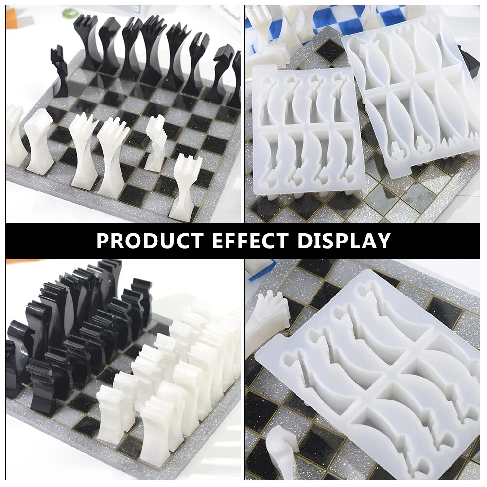 2 Pcs Chess Mold Pieces Resin Molds Silicone DIY Casting Moulds Gummy 3D Making Tray Candy
