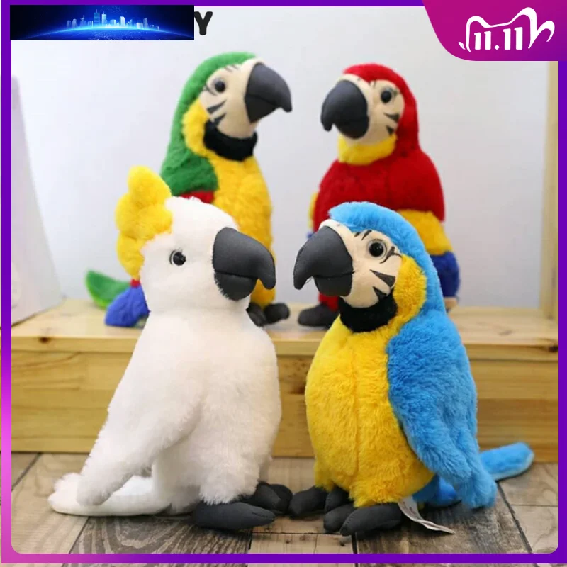 

25cm Lifelike Parrot Plush Toys Soft Simulation Psittacidae Macaw Stuffed Toy Cute Wild Animals Birds Dolls Kids Gift Peluches
