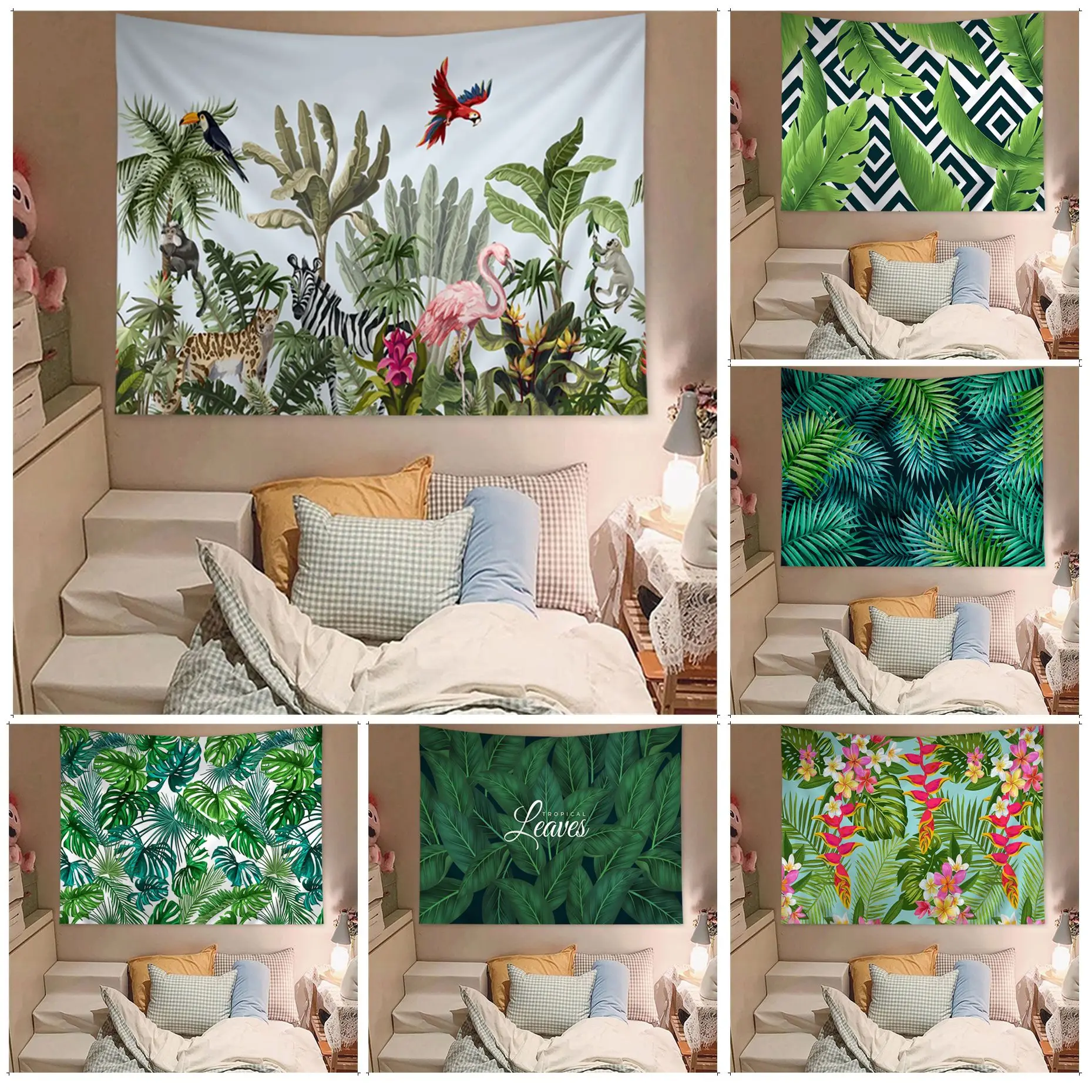 

Tropical Plants Palm Leaf Anime Tapestry Indian Buddha Wall Decoration Witchcraft Bohemian Hippie Cheap Hippie Wall Hanging