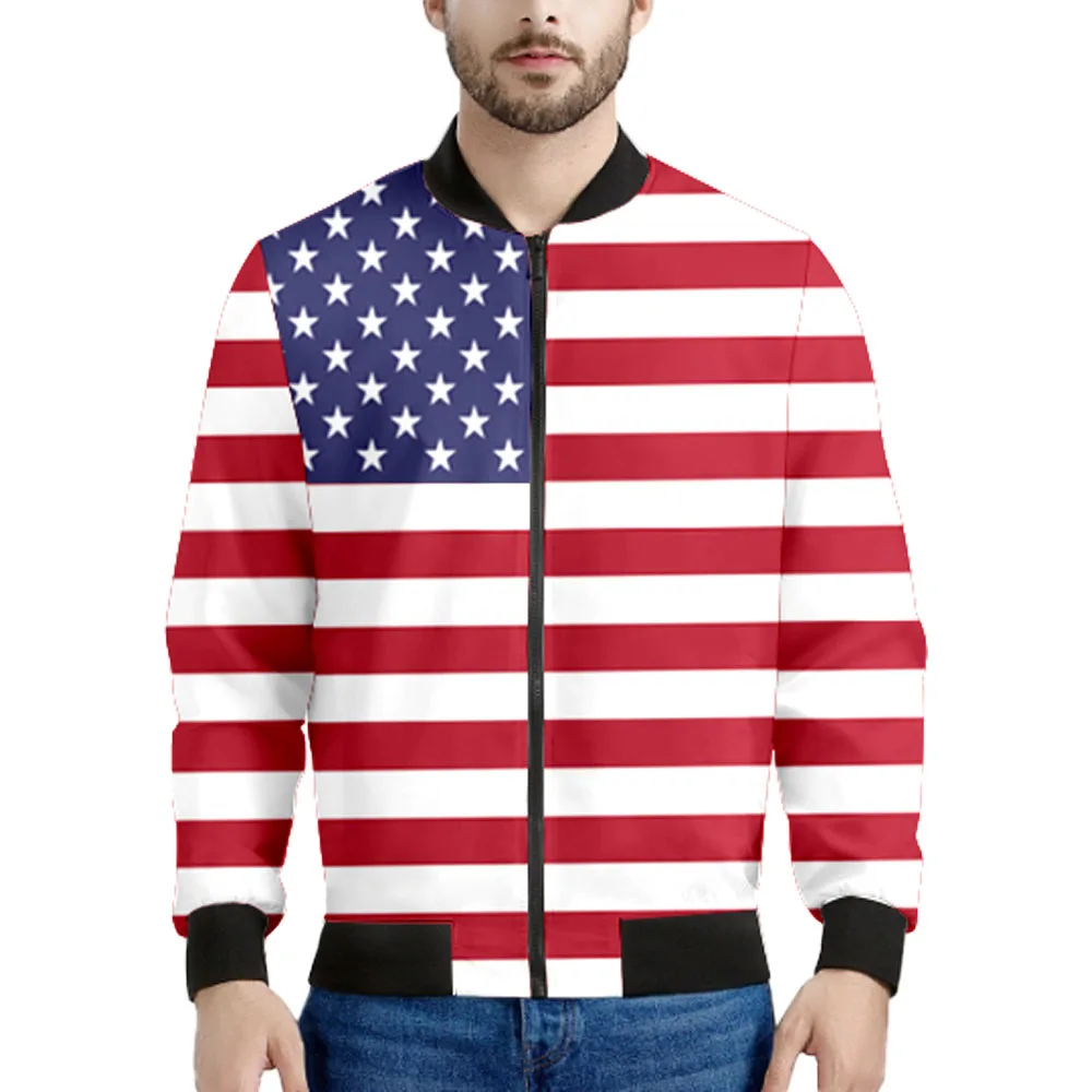 

America Zipper Jacket Custom Made Name Team Logo Us Coats Usa Country Travel American Nation United States Star Flag Clothes
