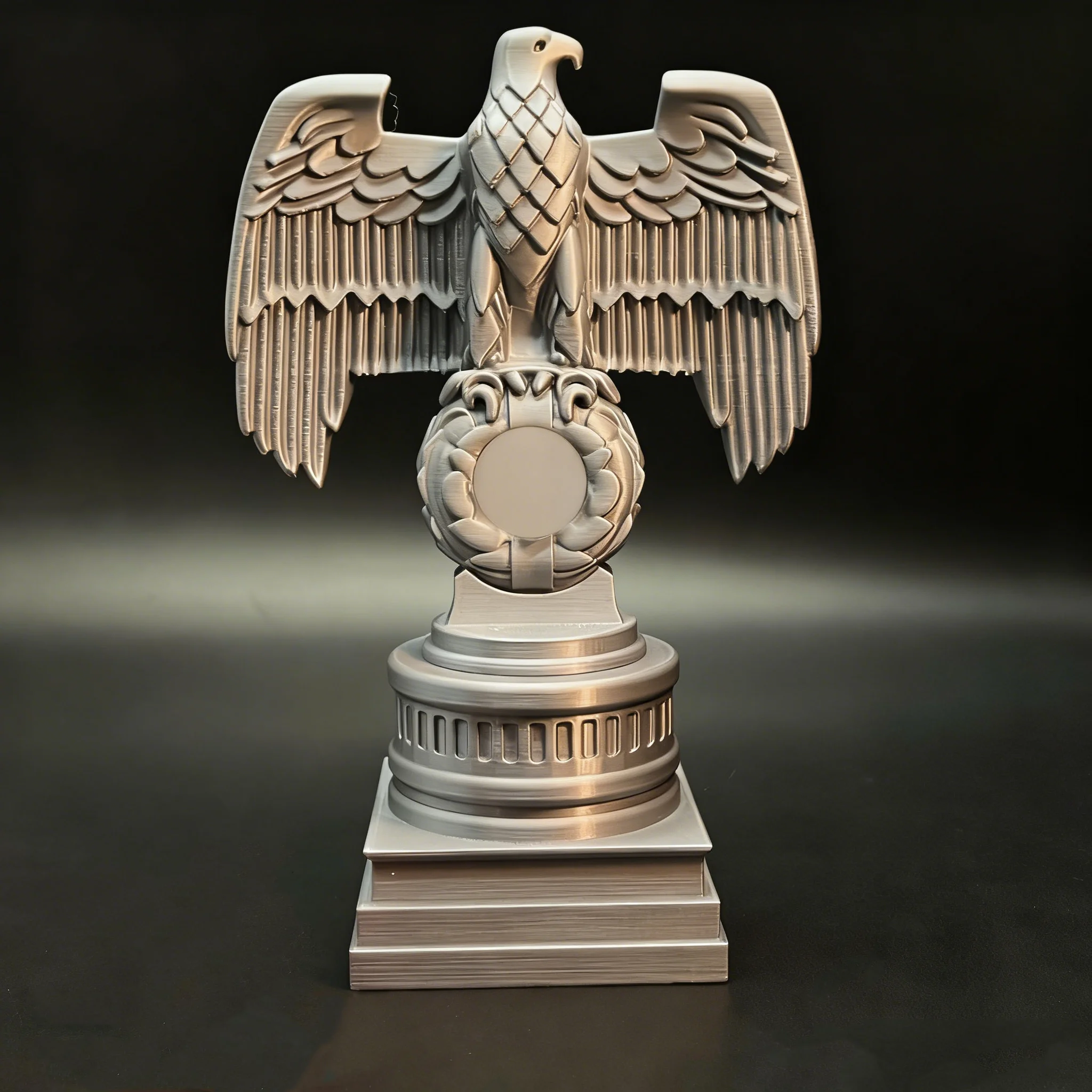 

Скульптура орла из ПЛА-смолы серебристо-серого цвета