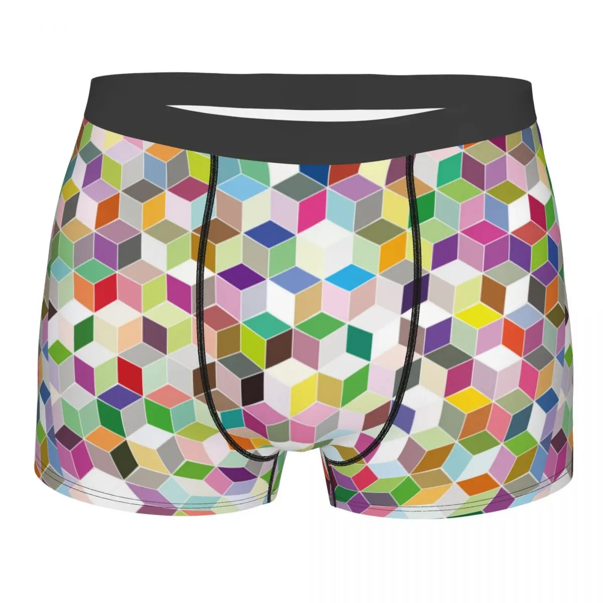 

Rainbow Hexagonal Men's Underwear Colorful Abstract Background Boxer Briefs Shorts Panties Humor Soft Underpants for Homme