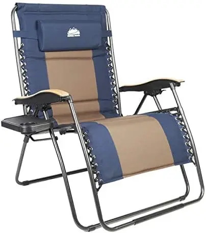 

Gravity Chair Wood Armrest Padded XXL Folding Lounge Adjustable Recliner with Cup Holder & Side Table, 400lbs Weight Capaci