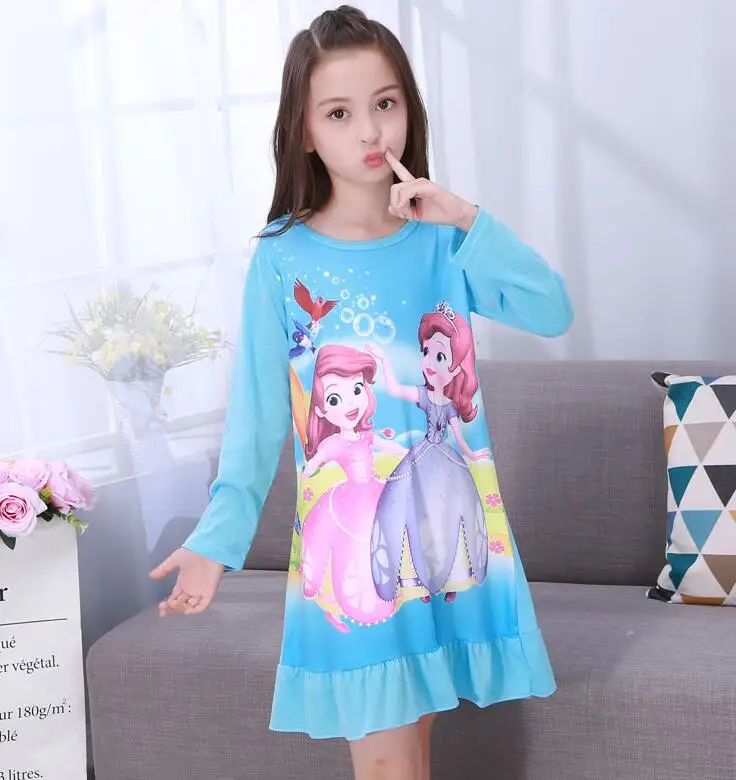 Детские платья для девочек Милая Ночная рубашка маленьких Сезон осень-зима