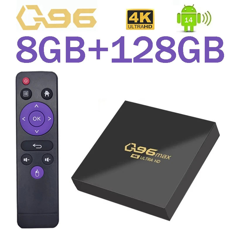 Фото q96 max Smart TV Box 4G WIFI Телеприставка 8 ГБ 128 ГБ Android 14.0 Медиаплеер Allwinner H313 Четырехъядерный процессор iptv №1