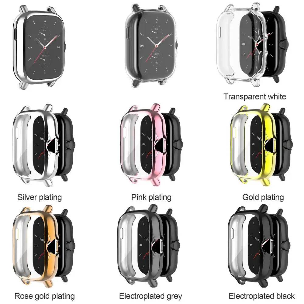 

For Huami Amazfit GTS 2 Watch Protective Case A1968 Electroplating TPU All-inclusive Anti-drop Rubber Sleeve Smart Accessories