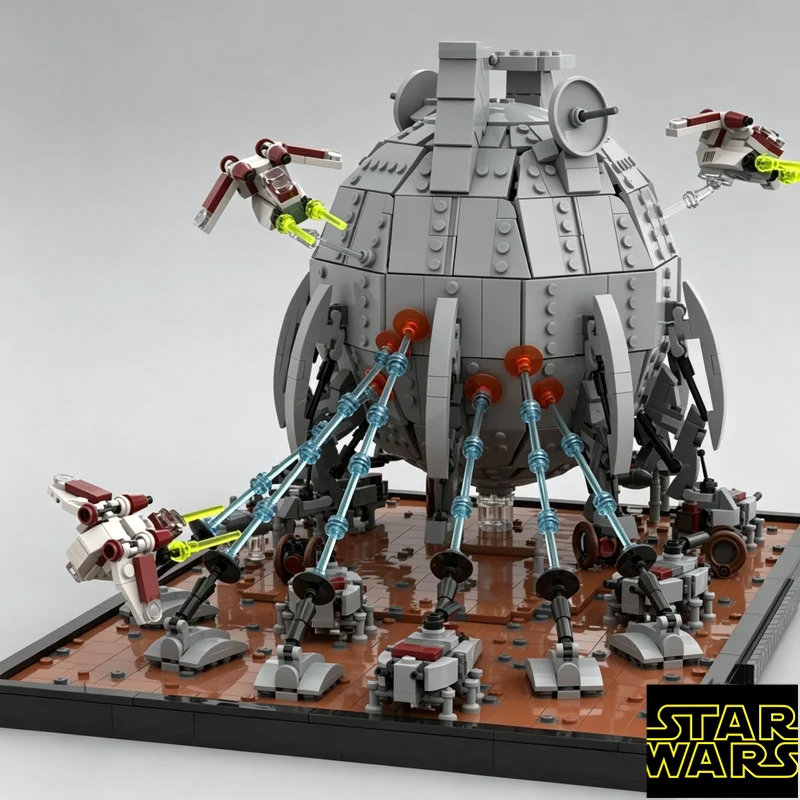 Фото 2667 деталей MOC: Диорама «Битва на Геонозисе» с космическим кораблем, креативные идеи, детская игрушка, строительные блоки, развивающая игрушка №4