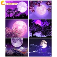 chenistory frameless oil paint by numbers kits moon scenery diy 60x75cm painting by numbers digital hand painting on canvas