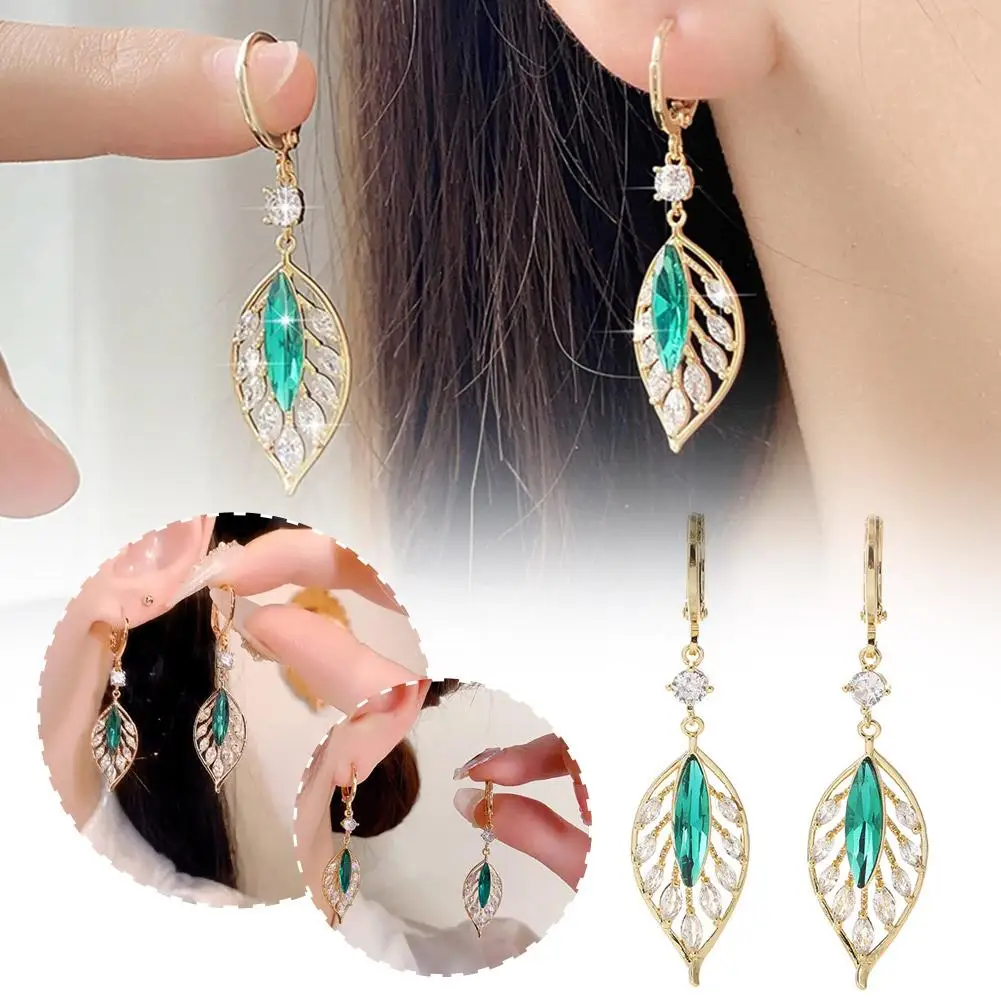 Стильные женские серьги роскошные аксессуары из сплава в виде листьев подарки