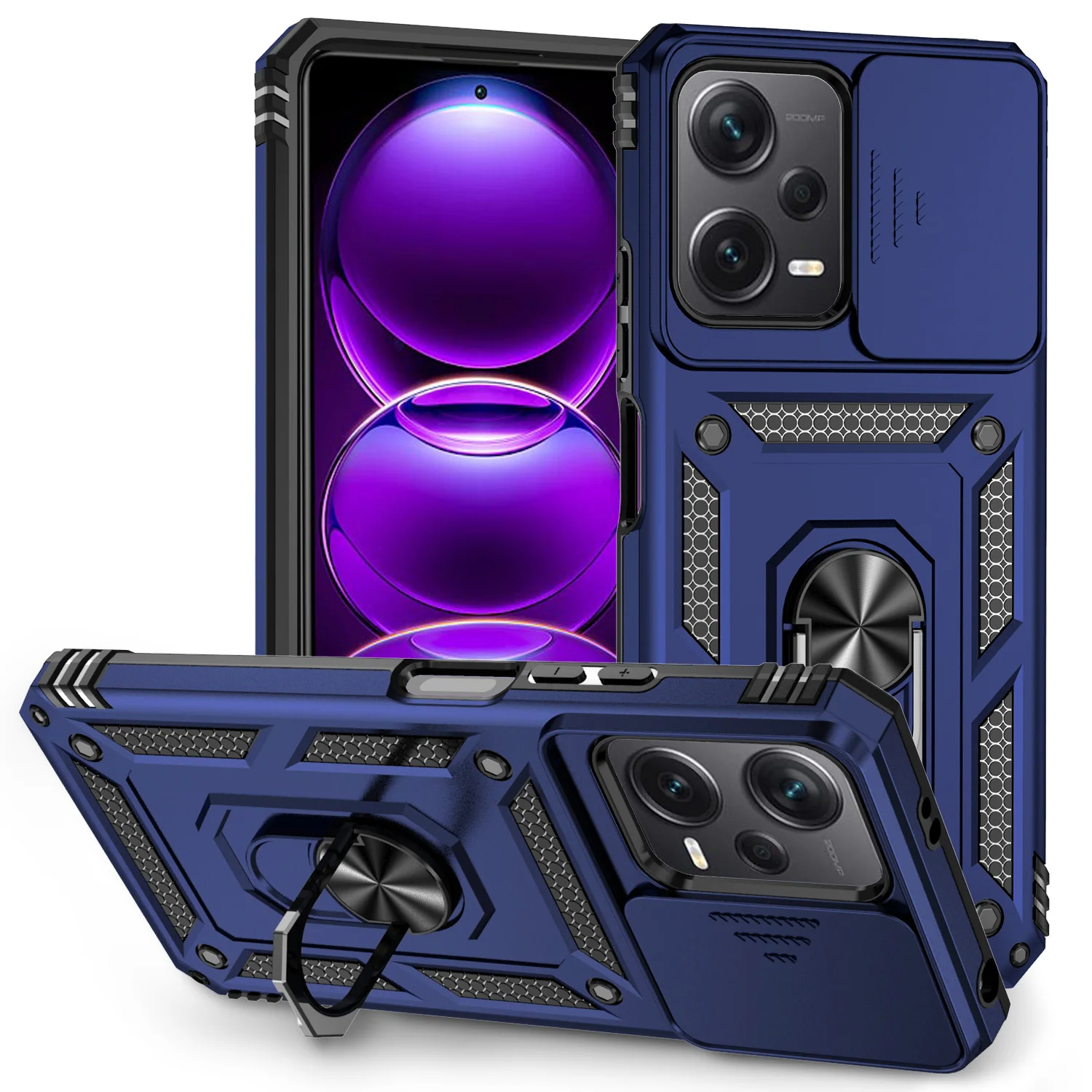 

For Redmi Note 12 5G Case Cover For Xiaomi Redmi Note 12 Fundas Slide Lens Windows Ring Holder Armor Bumper Redmi Note 12 Pro