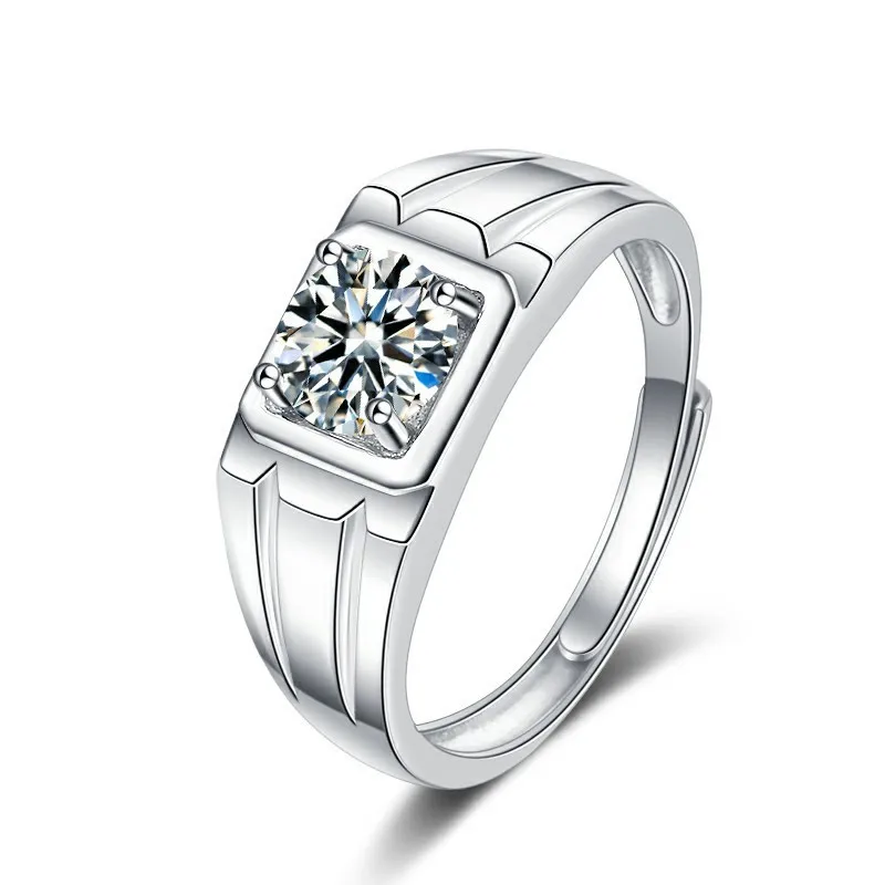 NJ108 Lefei Fashion Luxury Trendy Fine Classic Adjustable Simple Moissanite Ring For Men Women s925 Silver Elegant Party Jewelry