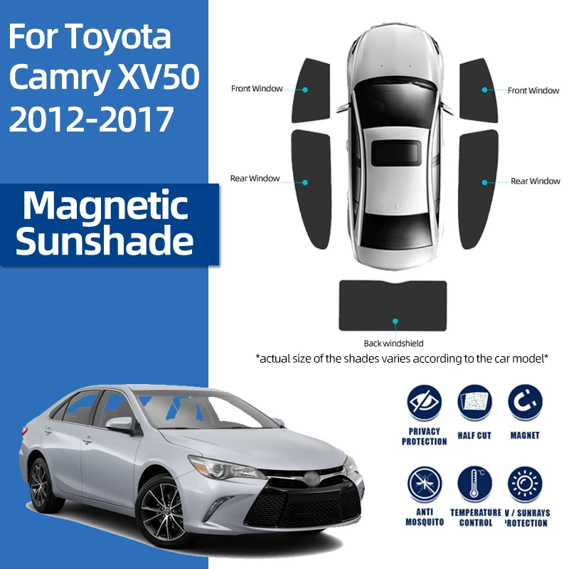 

For Toyota Camry XV50 Aurion 2011-2019 Magnetic Car Sunshade Shield Front Windshield Curtain Rear Side Window Sun Shade Visor