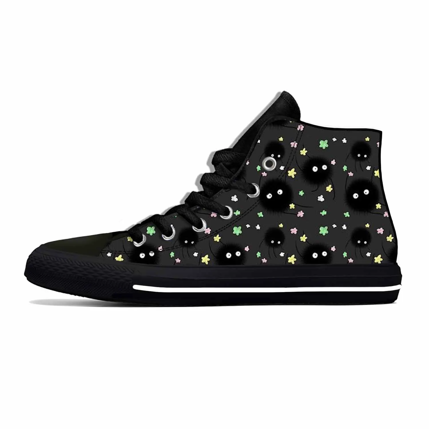 

Anime Cartoon Soot Sprite Totoro Spirited Away Casual Cloth Shoes High Top Lightweight Breathable 3D Print Men Women Sneakers